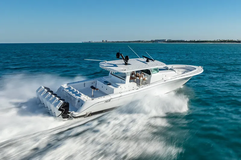 Slide: The Image of 2026 HCB 65 Estrella luxury yacht cruising on open sea. - 42