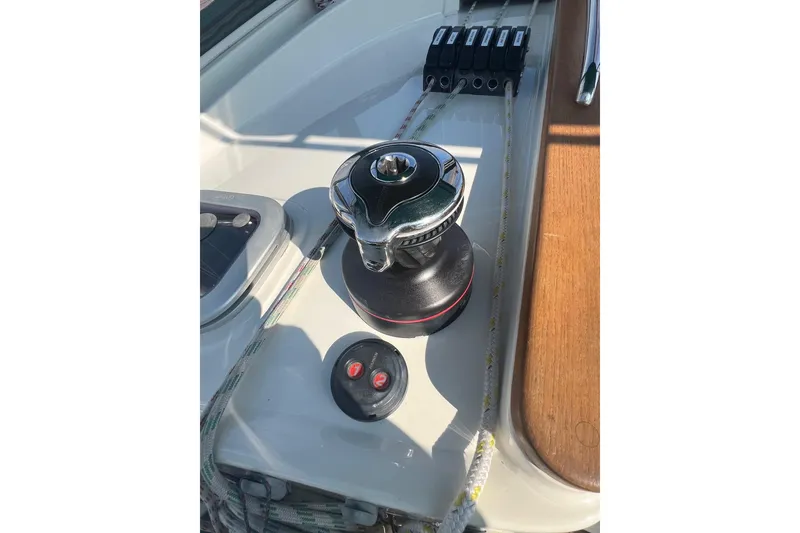 Slide: The Image of Winch and control panel on 2012 Delphia 47 sailboat deck. - 10