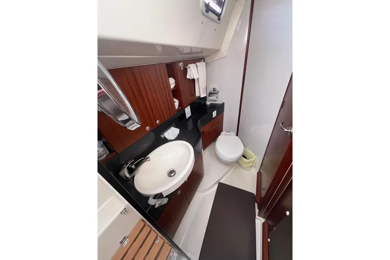 Slide: The Image of Luxurious bathroom interior of 2012 Delphia 47 yacht with modern fixtures. - 77