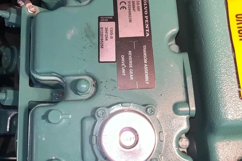 Slide: The Image of Close-up of Volvo Penta engine component in a 2012 Delphia 47 yacht. - 88