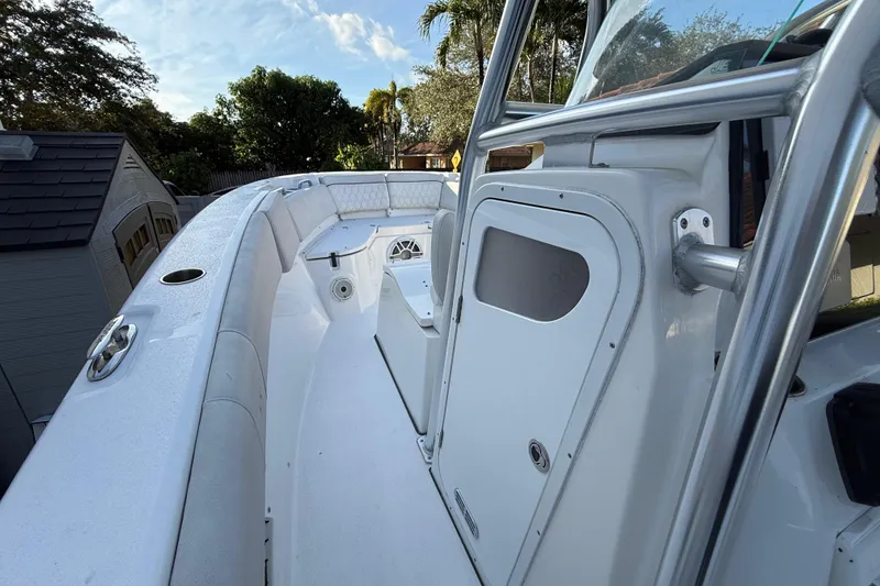 Slide: The Image of 2021 Sea Fox 268 Commander boat interior with seating and storage compartments. - 37