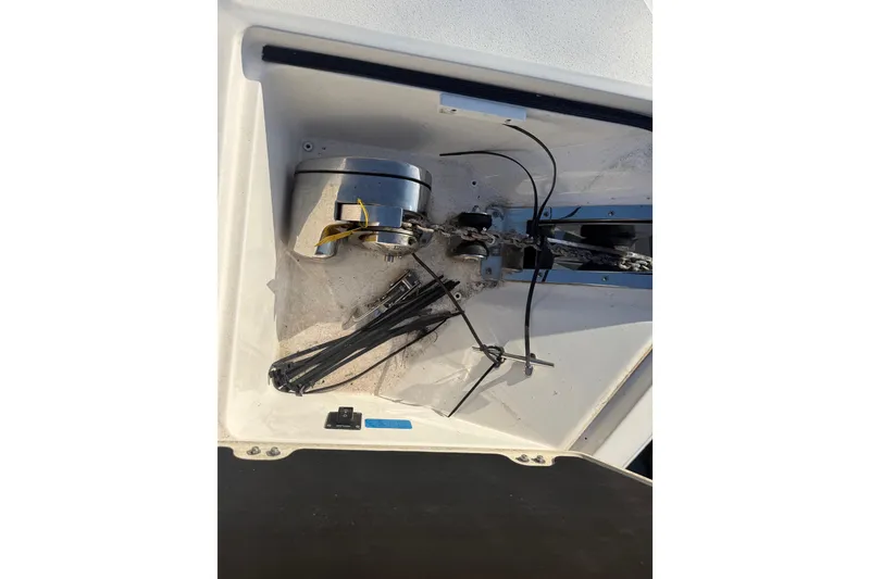 Slide: The Image of 2021 Sea Fox 268 Commander anchor compartment with equipment and wiring. - 43
