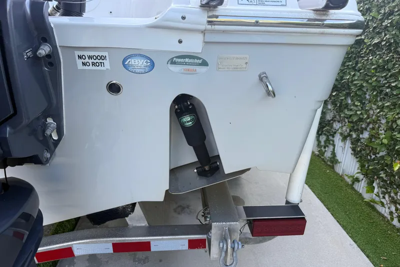 Slide: The Image of Rear view of a 2021 Sea Fox 268 Commander boat on a trailer. - 57