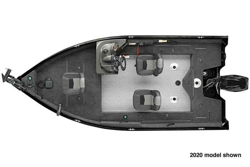 Slide: The Image of Top view of 2021 Tracker Pro Guide V-16 SC fishing boat layout. - 8