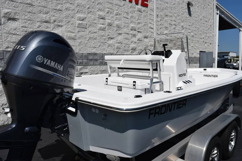 Slide: The Image of 2026 Frontier 180 boat with Yamaha 115 engine on trailer. - 4