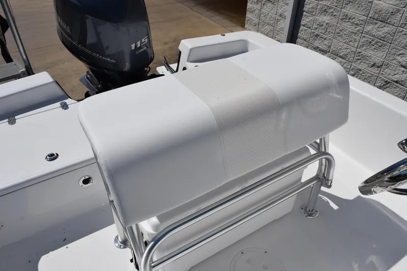 Slide: The Image of 2026 Frontier 180 boat interior with Yamaha 115 engine, featuring sleek seating and controls. - 9