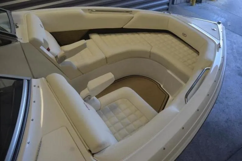 Slide: The Image of 2018 Cobalt R5 Surf boat interior with compact restroom. - 7
