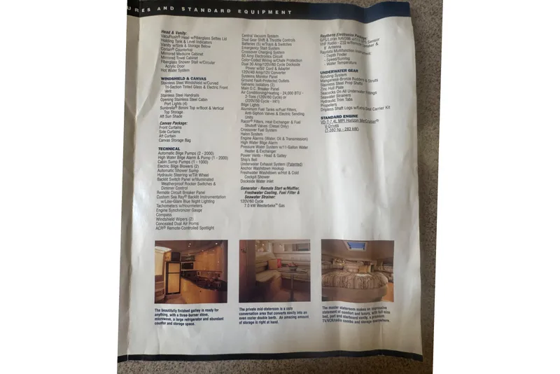 Slide: The Image of 1999 Sea Ray Sundancer 400 brochure detailing features and specifications with interior images. - 42