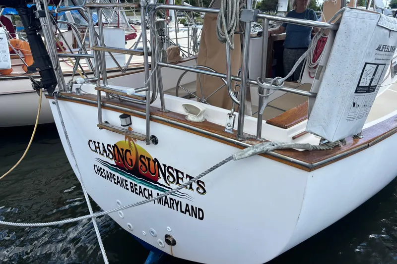 Slide: The Image of 1989 Island Packet 38 sailboat "Chasing Sunsets" docked at Chesapeake Beach, Maryland. - 19