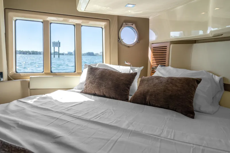Slide: The Image of Luxurious bedroom interior of 2013 Azimut 45 Flybridge yacht with ocean view. - 24