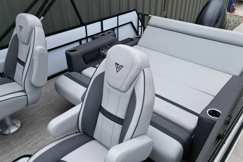 Slide: The Image of Luxurious interior of 2026 Viaggio Lago X-S boat with plush seating and modern design. - 14