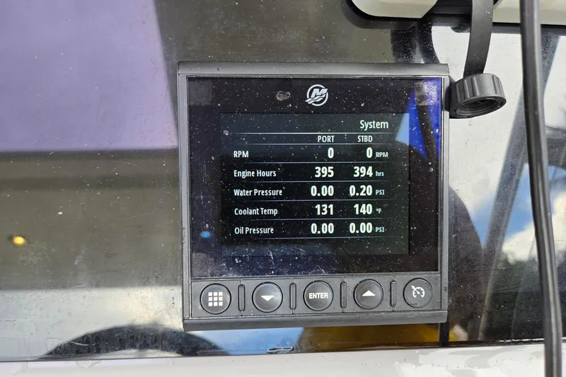 Slide: The Image of Display screen on 2020 Jeanneau Leader 9.0 WA showing engine metrics. - 10