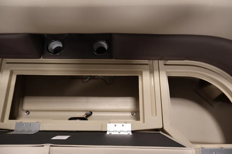 Slide: The Image of Interior storage compartment of 2026 Bentley Pontoons 243 Swingback Tri-toon boat. - 13