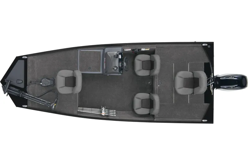 Slide: The Image of 2026 Tracker Bass Tracker Classic XL boat interior with steering console and seating. - 2