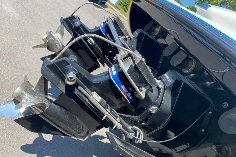 Slide: The Image of 2001 Donzi ZX boat with dual propellers and Bravo One drives. - 16