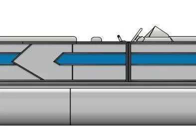 Slide: The Image of 2026 Bentley Pontoons 203 Bolt Tri-Toon in a showroom, showcasing sleek design and modern features. - 1