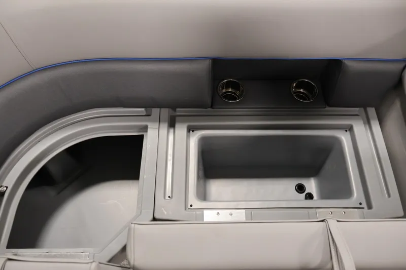 Slide: The Image of Interior of 2026 Bentley Pontoons 203 Bolt Tri-Toon with storage and cup holders. - 14