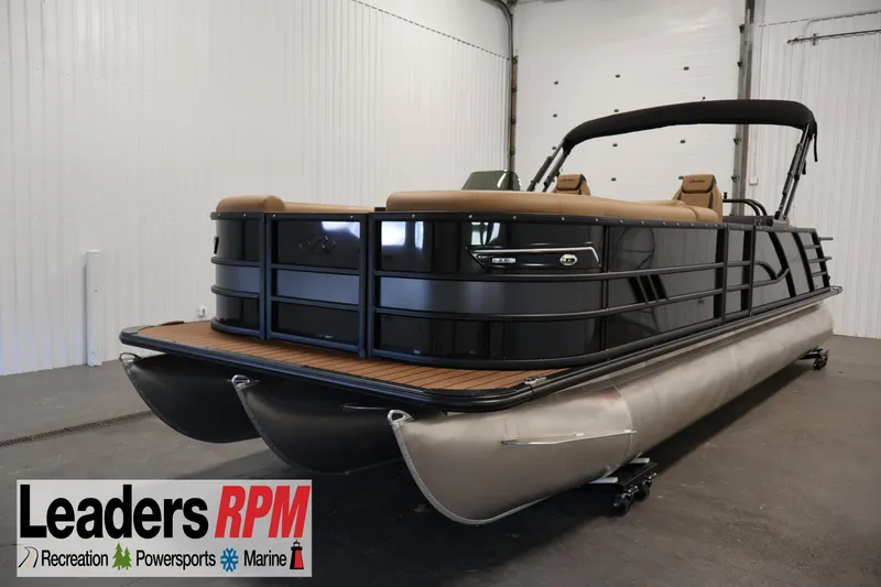 The Image of 2026 Bentley Pontoons Elite 253 Tri-Toon with dual captain chairs in showroom. - 0