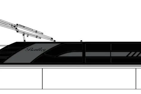 The Image of 2026 Bentley Pontoons Elite 253 Swingback Tri-Toon with dual captain chairs, side view. - 1