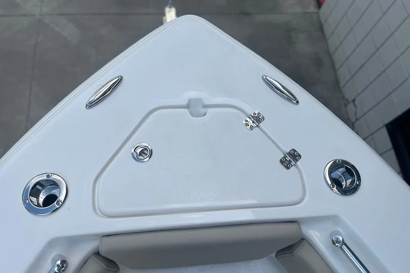 Slide: The Image of Bow of 2026 Key West 219 FS boat with stainless steel fittings. - 23