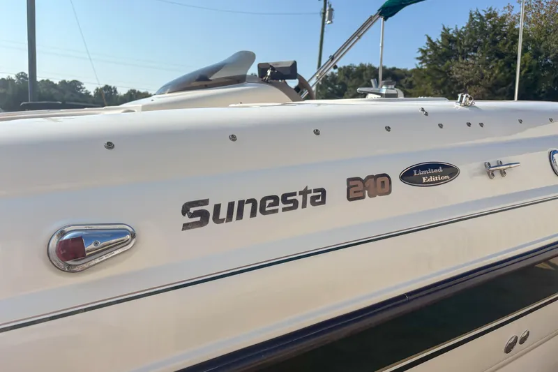 Slide: The Image of 1998 Chaparral Sunesta 210 Limited Edition boat, close-up of model name and logo. - 4