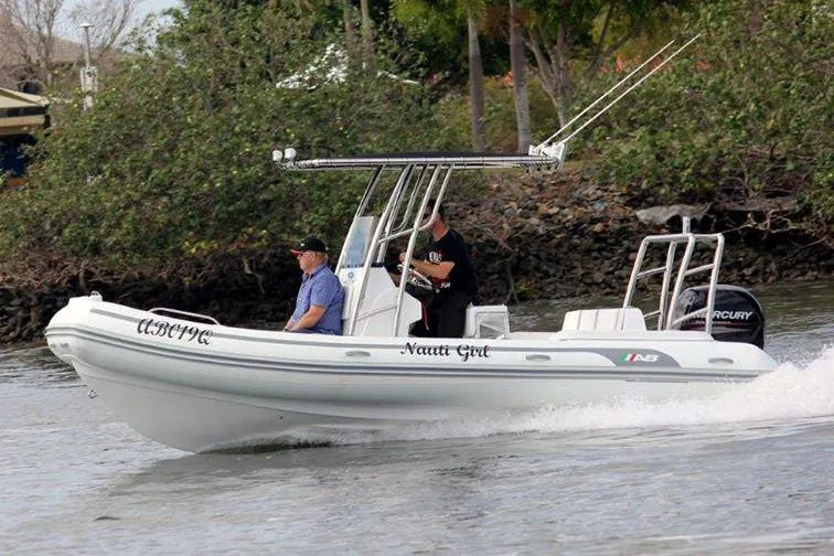 Slide: The Image of 2023 AB Inflatables Oceanus 19 VST boat interior storage compartment with open hatch. - 5