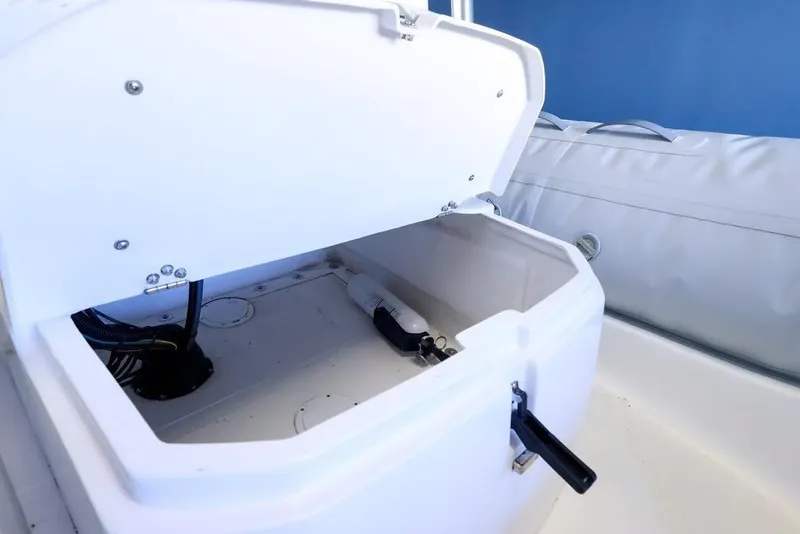 Slide: The Image of Open storage compartment on 2023 AB Inflatables Oceanus 19 VST boat. - 7