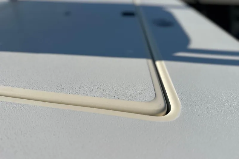 Slide: The Image of Close-up of 2004 Hells Bay 18 Marquesa boat deck detail. - 3