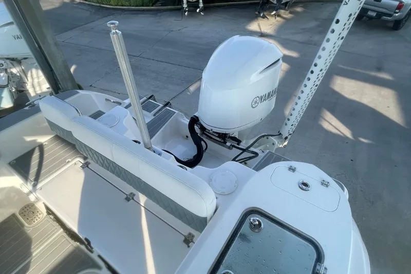 Slide: The Image of 2020 Sea Fox 248 Commander boat with Yamaha outboard motor, rear seating view. - 22