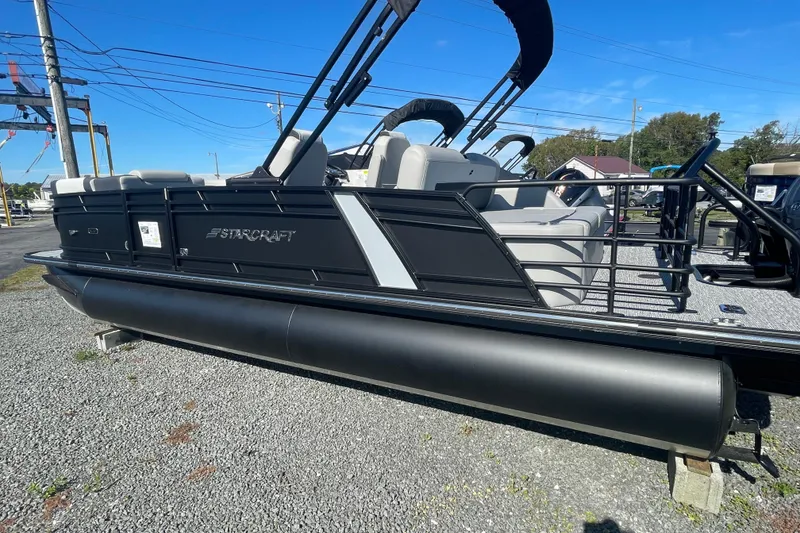 Slide: The Image of 2026 Starcraft SLS 3 Q DH boat with spacious seating and sleek design. - 8