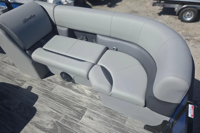 Slide: The Image of 2026 Bentley Pontoons 223 Swingback with luxurious gray seating and modern design. - 20