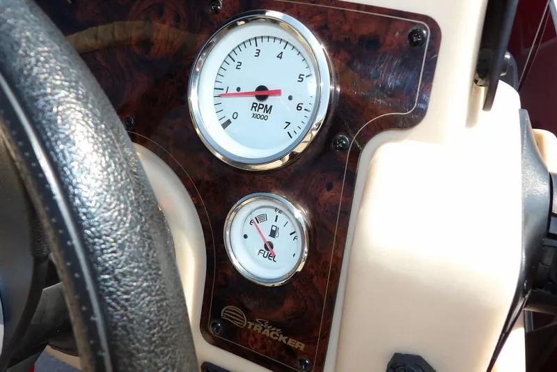 Slide: The Image of Dashboard of 2018 Sun Tracker BASS BUGGY® 18 DLX with RPM and fuel gauges. - 22
