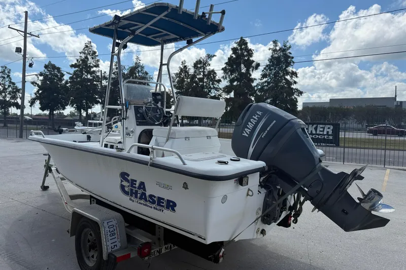 Slide: The Image of 2005 Sea Chaser 1800 RG boat with Yamaha outboard motor on trailer. - 5