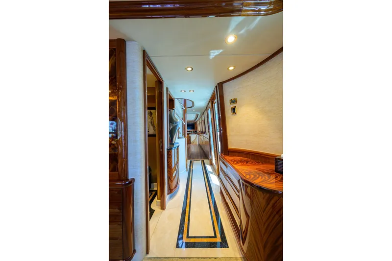Slide: The Image of Luxurious bathroom on 2014 Westport 112 yacht with elegant decor and modern fixtures. - 14