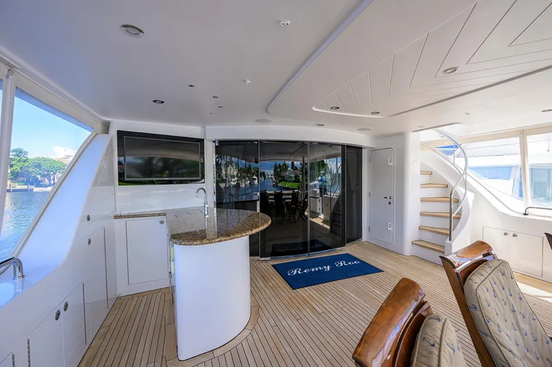 Slide: The Image of Luxurious interior of 2014 Westport 112 yacht with elegant seating and modern amenities. - 4