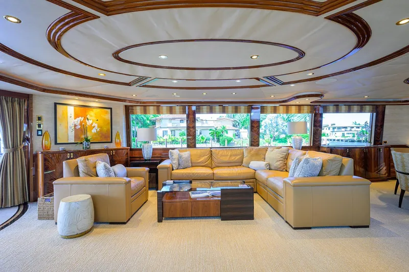 Slide: The Image of Luxurious interior of 2014 Westport 112 yacht with elegant seating and decor. - 5