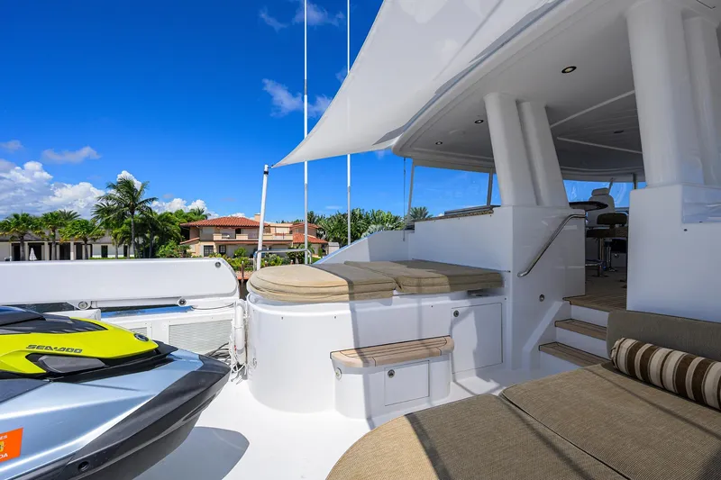 Slide: The Image of Luxurious teak deck and seating on 2014 Westport 112 yacht. - 53