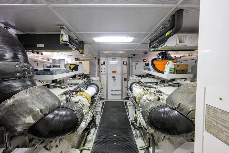 Slide: The Image of Laundry room with control panel and staircase on 2014 Westport 112 yacht. - 66