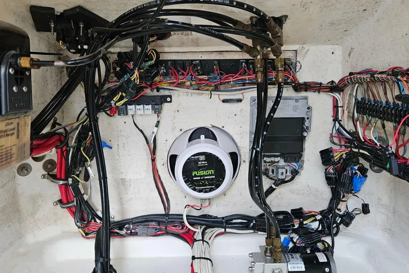 Slide: The Image of Red Perko battery switches on a 2002 Contender 31 Open boat. - 35