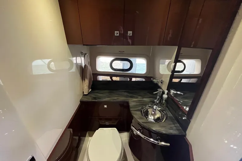 Slide: The Image of Luxurious bathroom interior of 2015 Sea Ray 470 Sundancer yacht with modern fixtures. - 40