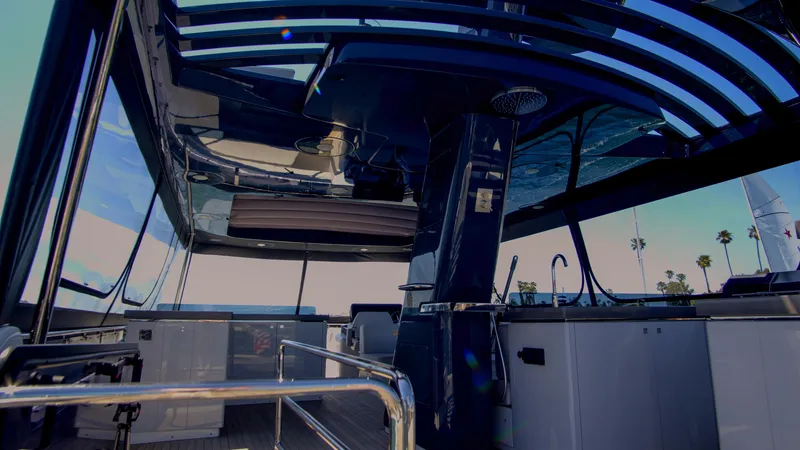 Slide: The Image of Interior view of 2023 Sirena 68 yacht with modern design and sleek finishes. - 9