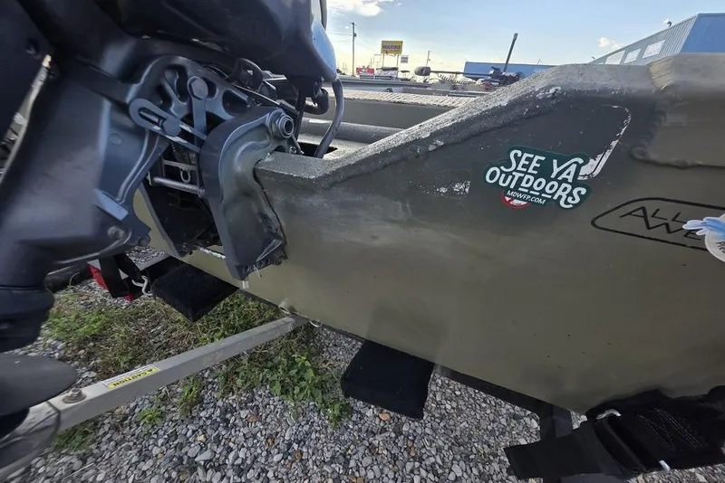 Slide: The Image of 2018 Tracker Grizzly 1648 boat with "See Ya Outdoors" sticker on the side. - 13