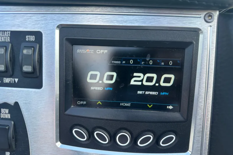 Slide: The Image of Dashboard of a 2019 MasterCraft NXT20 boat showing speed settings. - 20