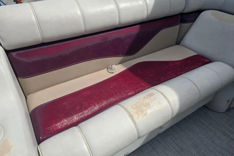 Slide: The Image of Sweetwater 2019RE pontoon boat deck, 2003 model, featuring aluminum flooring. - 12