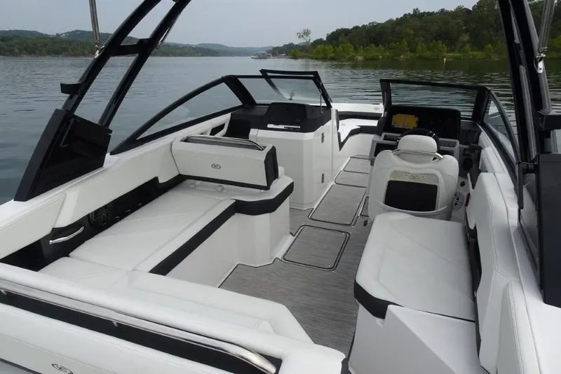 Slide: The Image of Luxurious interior of 2026 Cobalt R6 boat with sleek seating and modern design. - 8