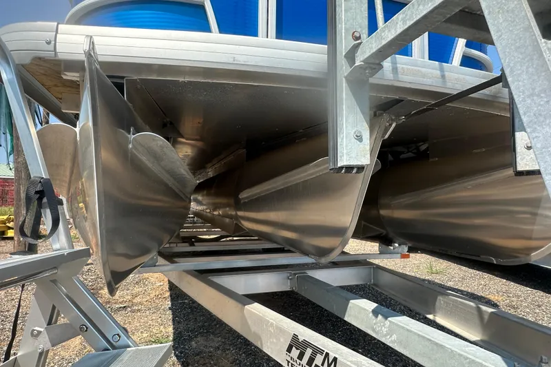 Slide: The Image of 2024 Godfrey SWEETWATER 2286 SB pontoon boat underside view on trailer. - 22