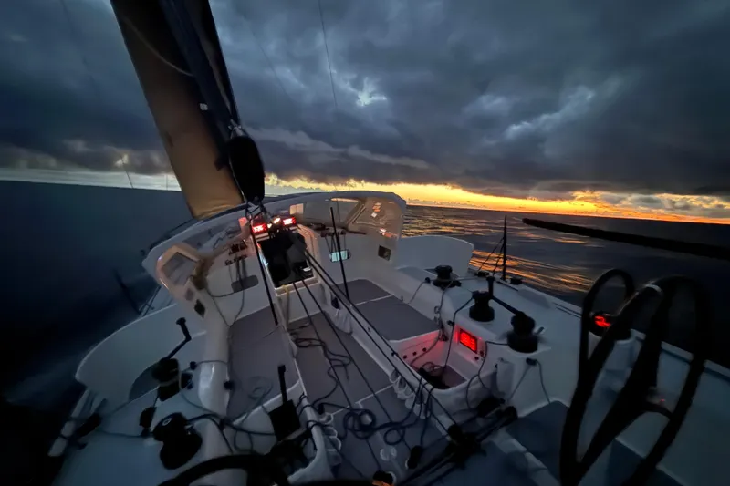 Slide: The Image of Sailing at sunset on a 2018 J Boats J/121, dramatic sky and ocean view. - 37