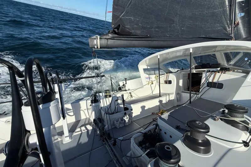 Slide: The Image of 2018 J Boats J/121 sailing yacht cockpit with ocean view. - 43