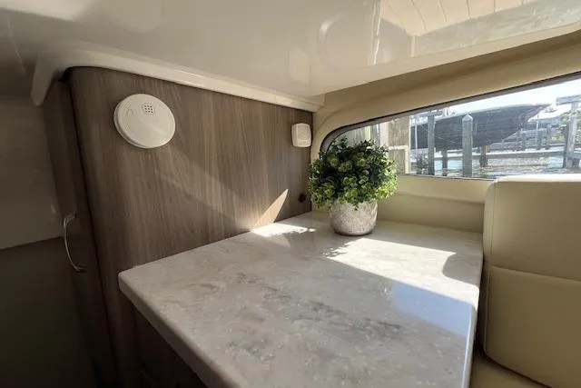 Slide: The Image of Interior of 2022 Regal 38 XO yacht with marble table and potted plant. - 28