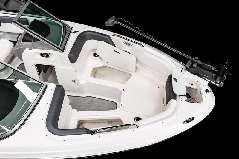 Slide: The Image of Manufacturer Provided Image: 2025 Chaparral 21 SSi Ski & Fish boat interior with seating and storage compartments. - 3